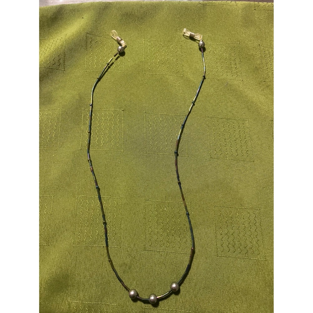 Iridescent Beaded Eyewear Chain with Faux Pearl Accents Multicolor Neck Strap